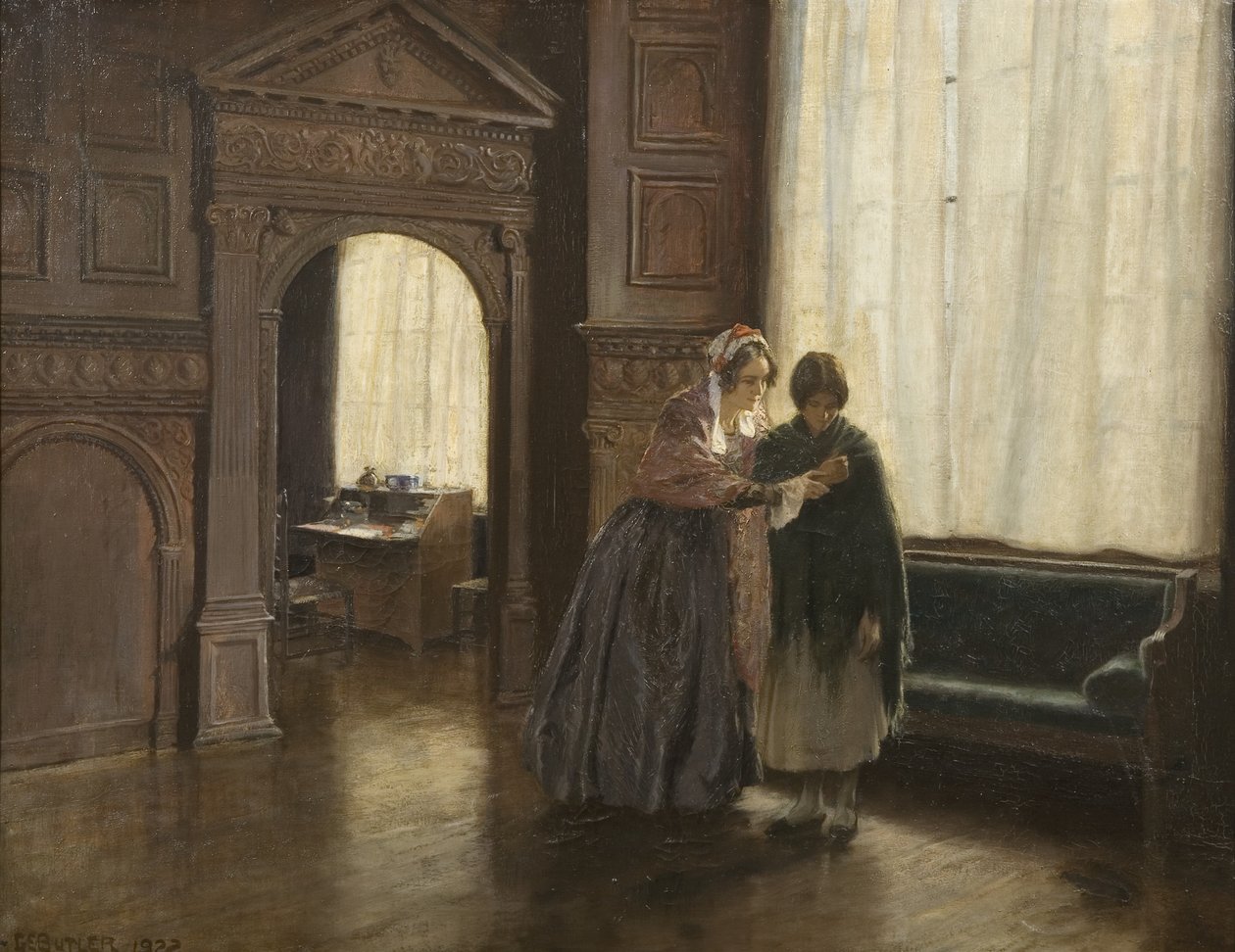Paní Mary Carpenter a její první dívka z nápravného zařízení, Annie Woolham, v Red Lodge, 10. října od George Edmund Butler