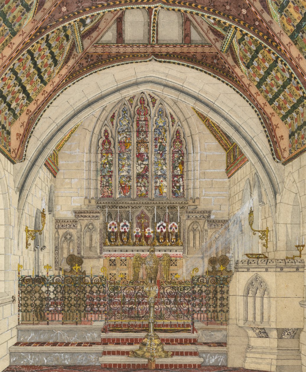 Design pro polychromatickou výzdobu kostela od George Edmund Street