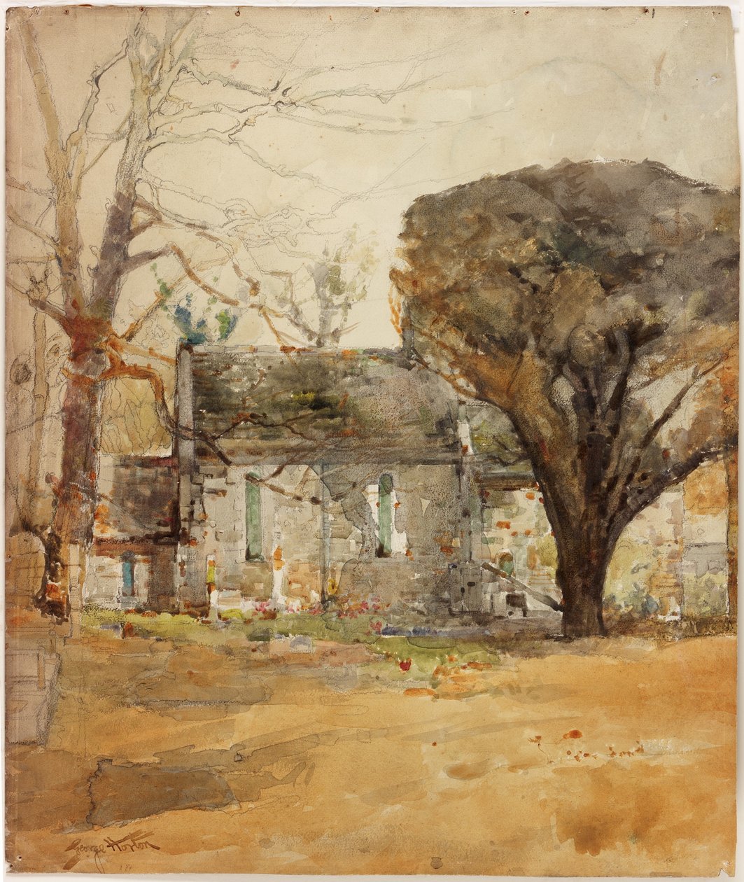 Delaval Chapel (uhl, tužka a akvarel na papíře) od George Edward Horton