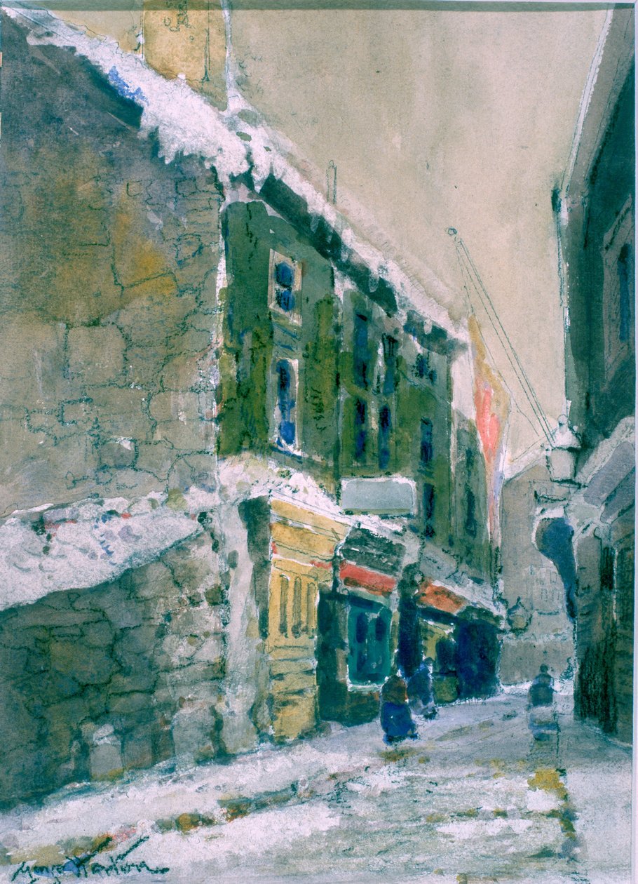 Winter, Clive Street, North Shields (uhl a akvarel na papíře nalepeném na kartě) od George Edward Horton