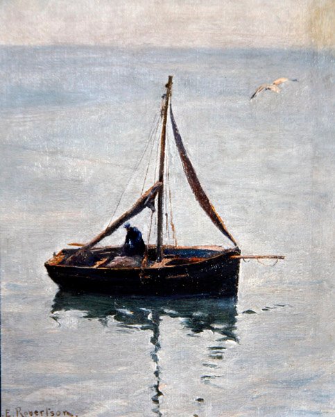 Mending the Nets, cca 1910 (olej na plátně) od George Edward Robertson
