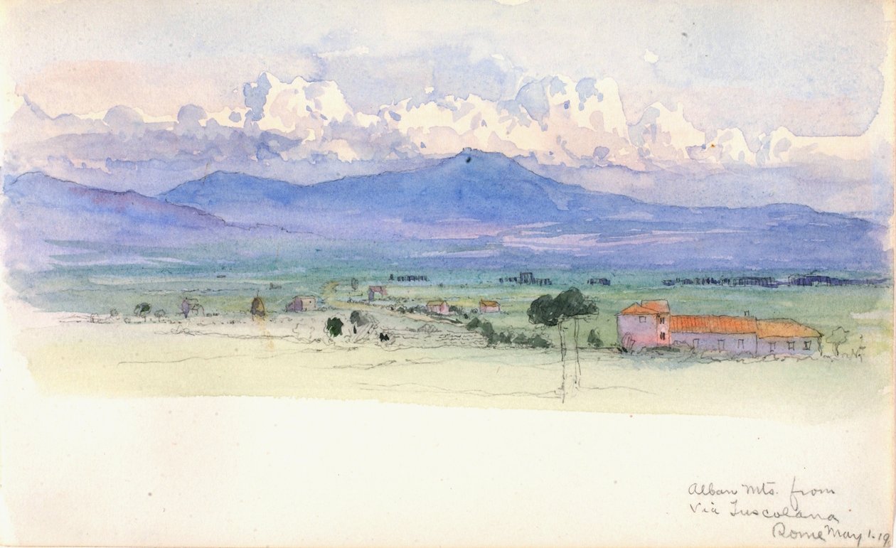 Pohoří Alban z Via Tuscolana, Řím, 1900. od George Elbert Burr