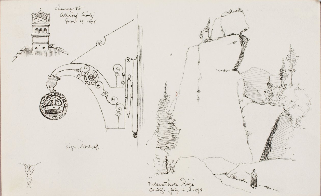 Komín, Altdorf, Švýcarsko/Felsenthor, Rigi, Švýcarsko od George Elbert Burr