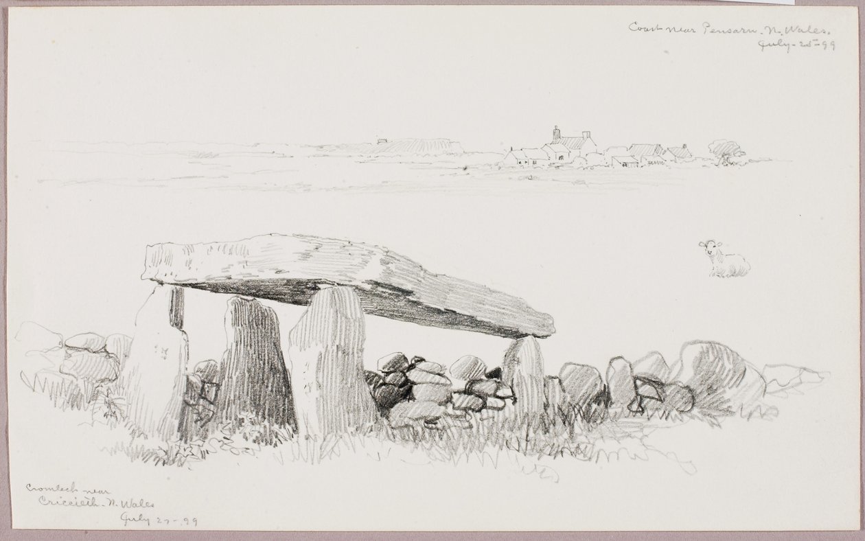 Cromlech u Cricciethu, Severní Wales/Pobřeží u Pensarnu, Severní Wales od George Elbert Burr