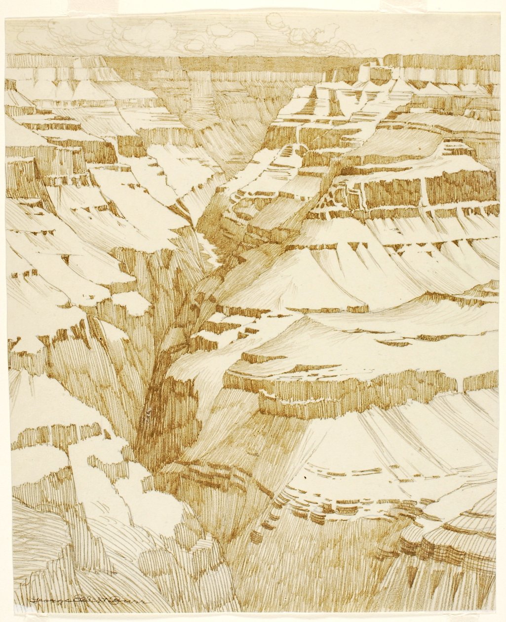 Bez názvu (převodní kresba pro Grand Canyon [č. 1]) od George Elbert Burr