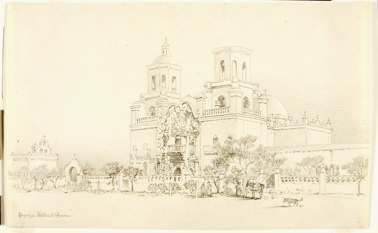 Bez názvu (přenosová kresba pro misii San Xavier, Tucson, Arizona) od George Elbert Burr
