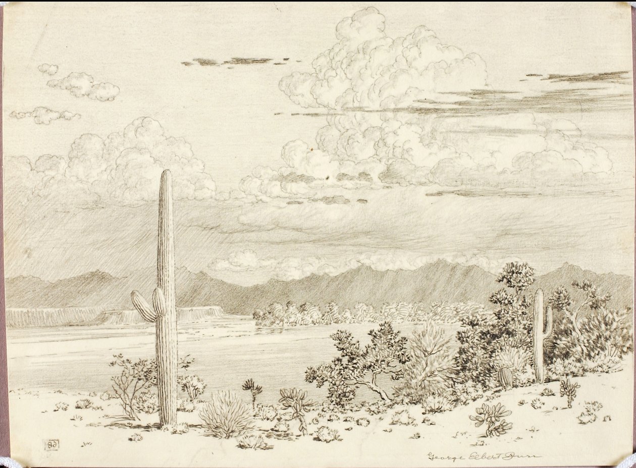 Bez názvu (přenosová kresba pro řeku Verde, rezervace Apačů, Arizona) od George Elbert Burr