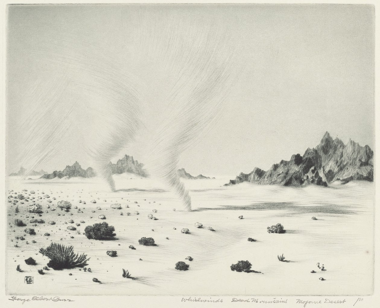 Whirlwinds, Dead Mountains, Mohavská poušť, Kalifornie od George Elbert Burr