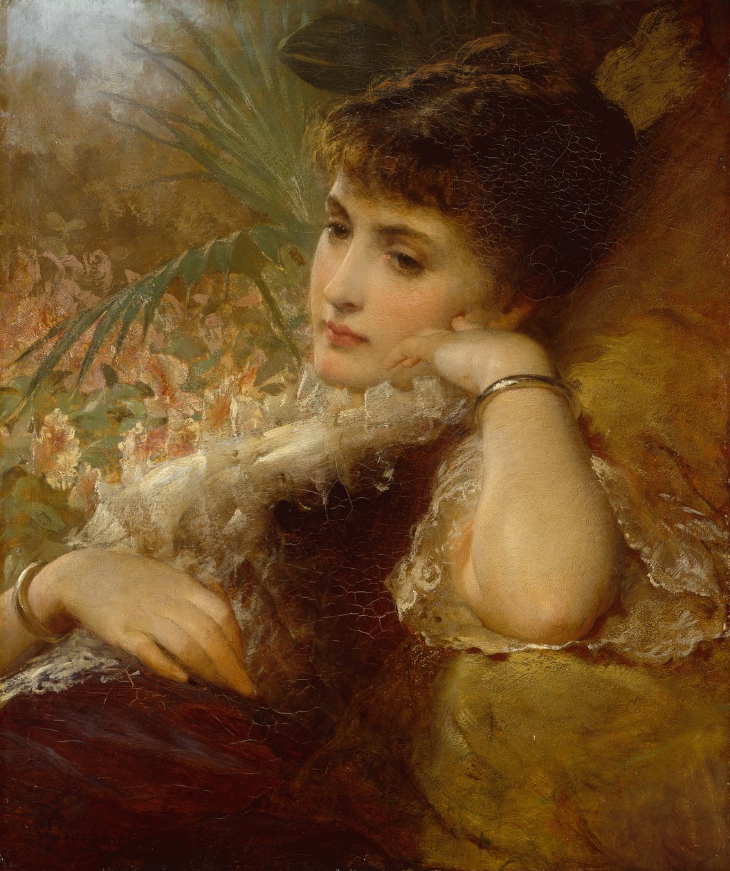 Portrét dámy (olej na palubě) od George Elgar Hicks