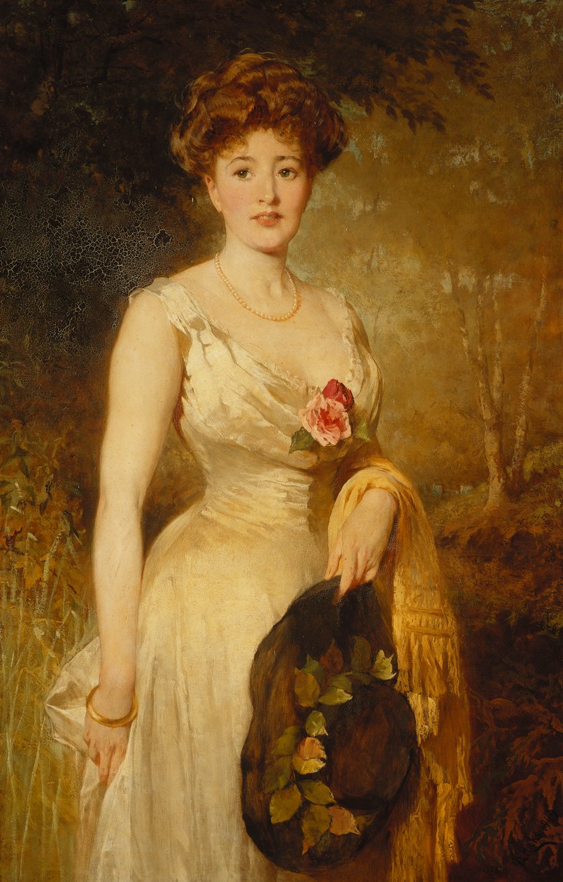 Portrét dámy v bílých šatech, 1909 od George Elgar Hicks