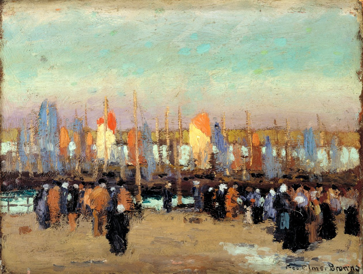 Přístavní scéna s rybářskými loděmi od George Elmer Browne