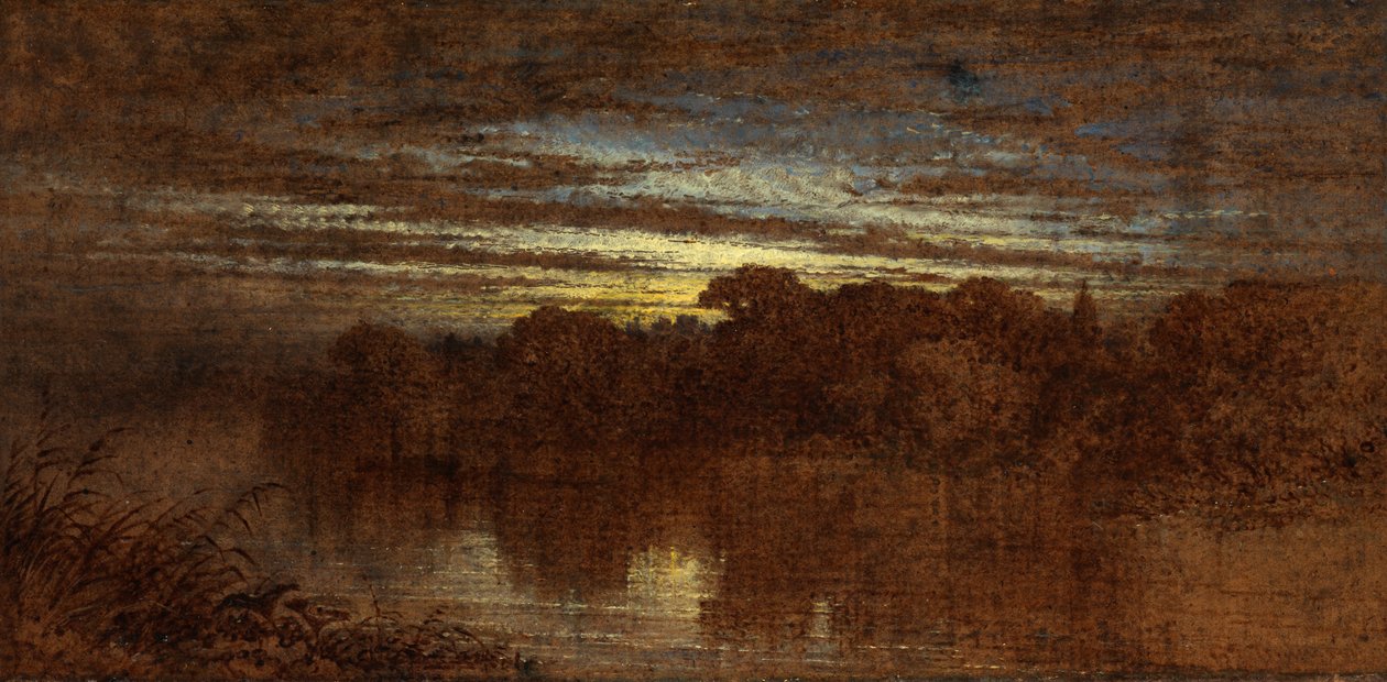 Twilight on the Avon, Ruins of Kenilworth Castle in the Distance (olej na palubě) od George F. Teniswood