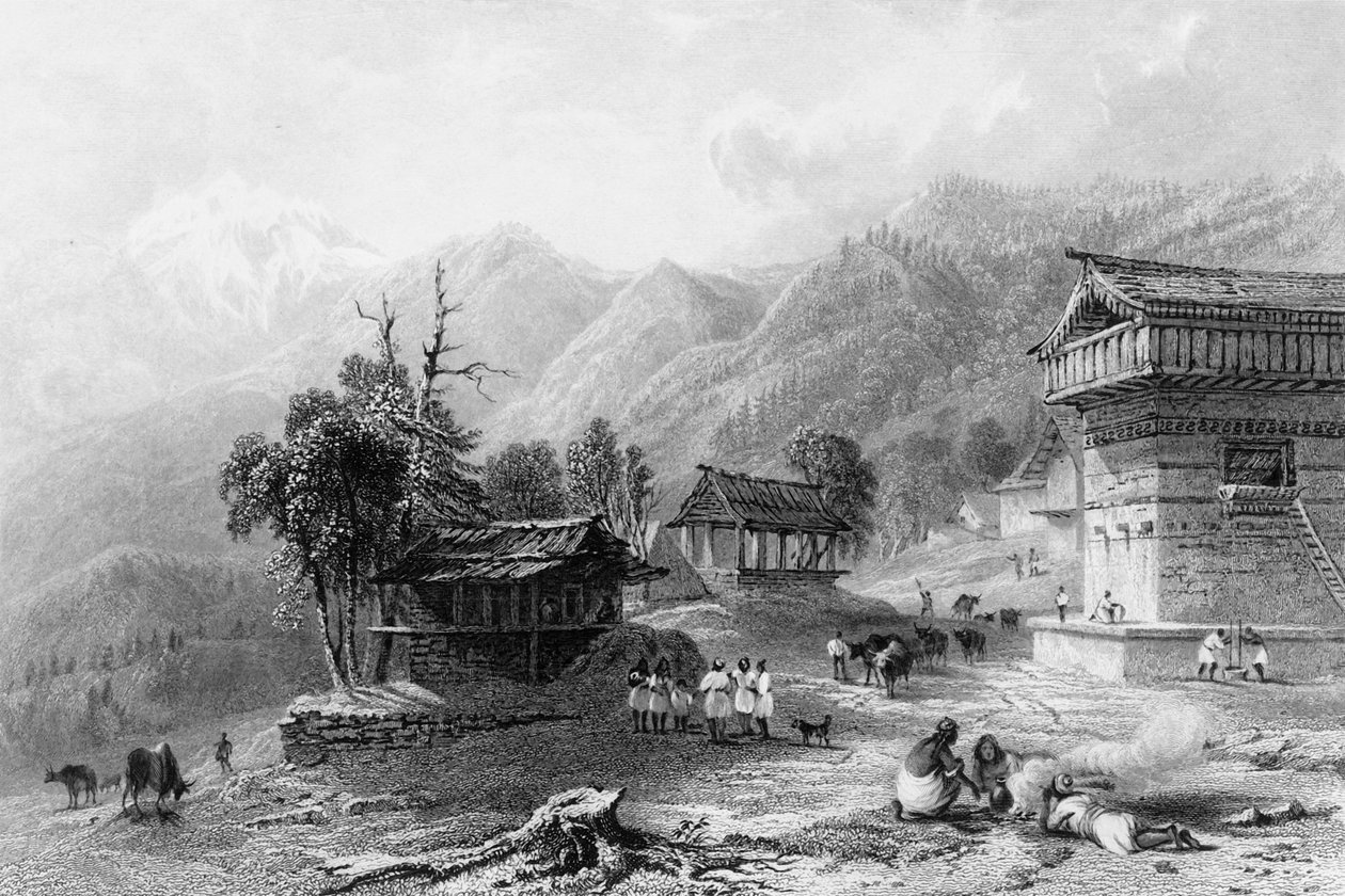 „Vesnice Khandoo, na hoře Choor“, 1838. od George Francis White