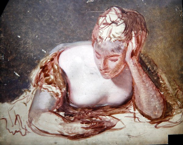 Girl Reading, cca 1850 (olej na palubě) od George Frederic Watts