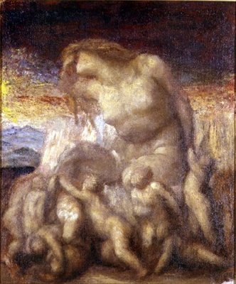 Studie k filmu "Evoluce" (olej na plátně) od George Frederic Watts