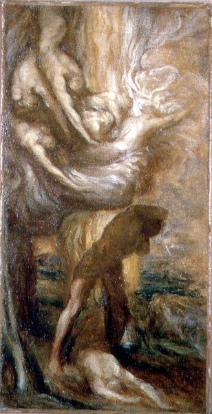 Kainovo prokletí (olej na plátně) od George Frederic Watts