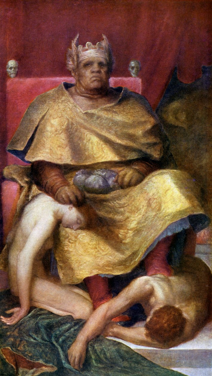 Mammom (barevná litografie) od George Frederick (after) Watts