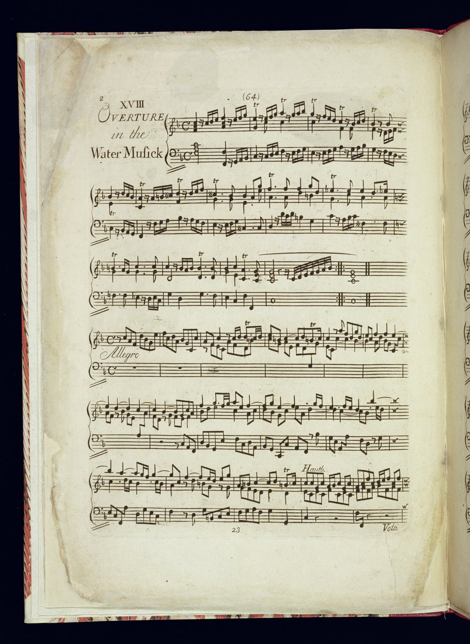Mu.Ms.447.p2 Strana 1 z The Water Music od George Frederick Handel