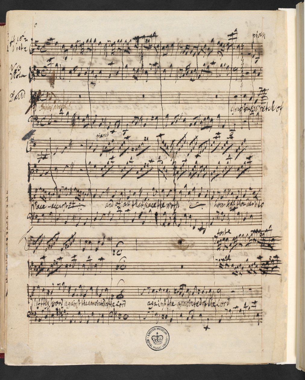 R.M.20.g.3, f.99v od G.F. Händel: Saul (oratorium Charlese Jennense) od George Frederick Handel