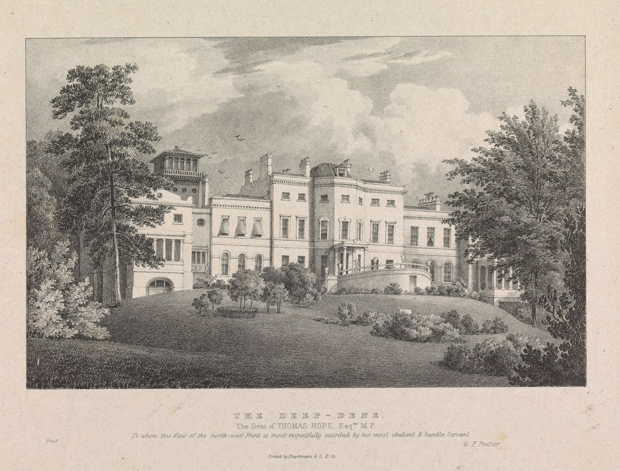 Deep-Dene. Sídlo Thomase Hopea, Esq. od George Frederick Prosser