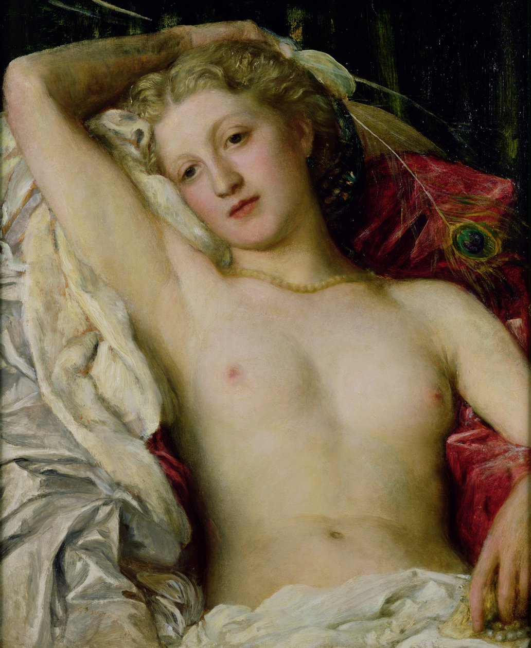 Dívka s pávovým ventilátorem od George Frederick Watts