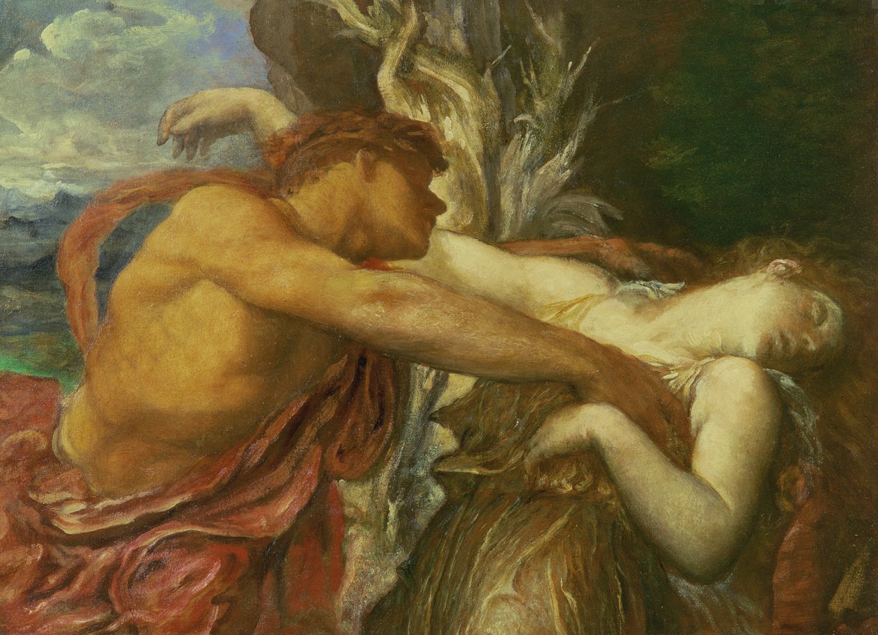 Orfeus a Eurydika, 1870-72 (mezzotinta na indickém papíře) od George Frederick Watts