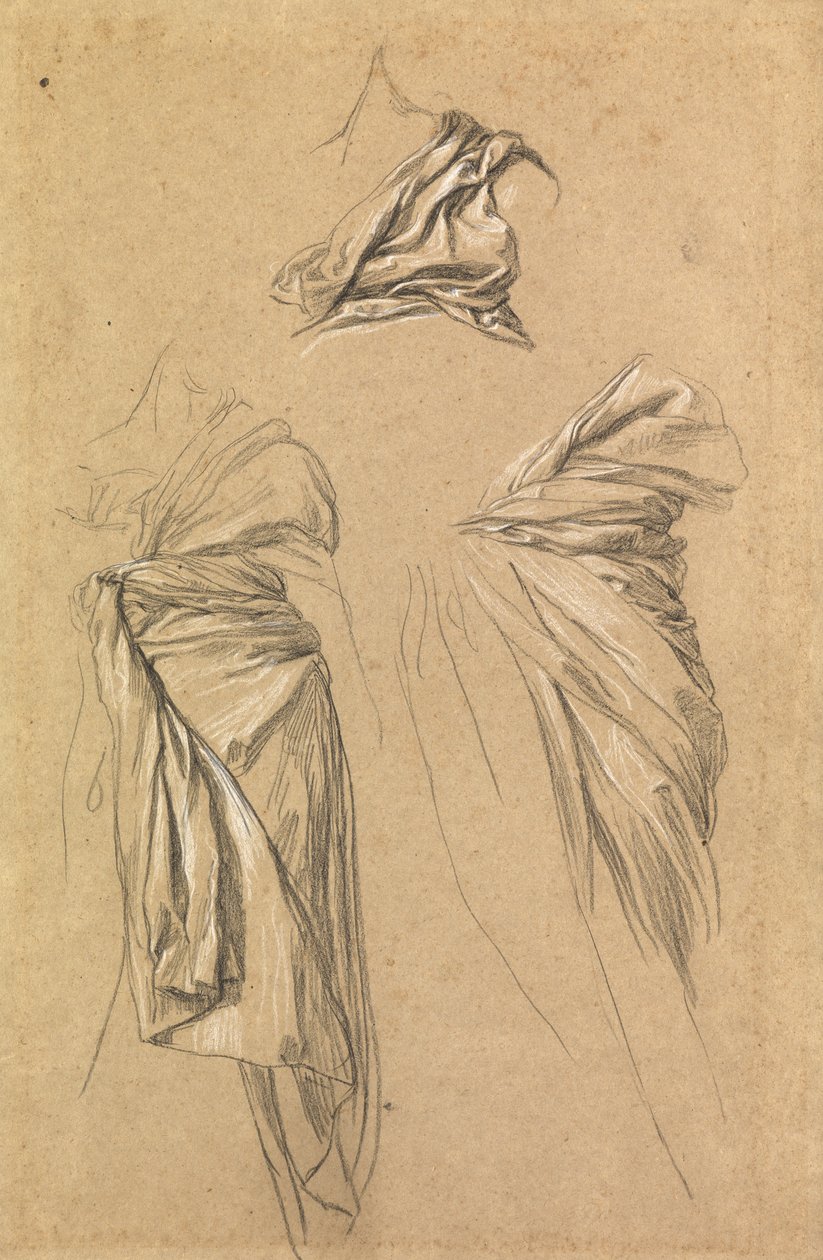 Studie drapérie pro postavu smrti v "Čas, smrt a soud", 1865-66 od George Frederick Watts
