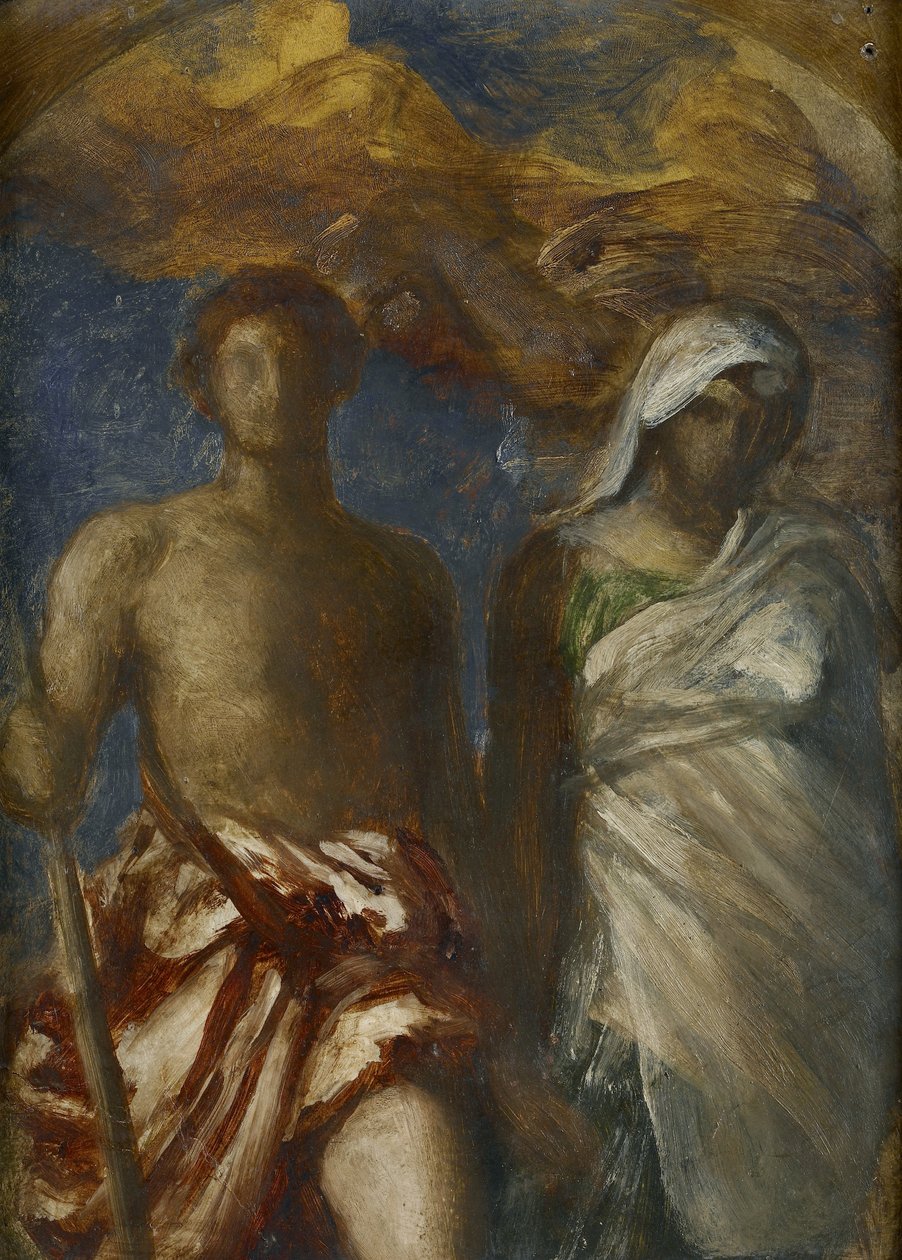 Čas a smrt, asi 1868 (olej na kartonu) od George Frederick Watts
