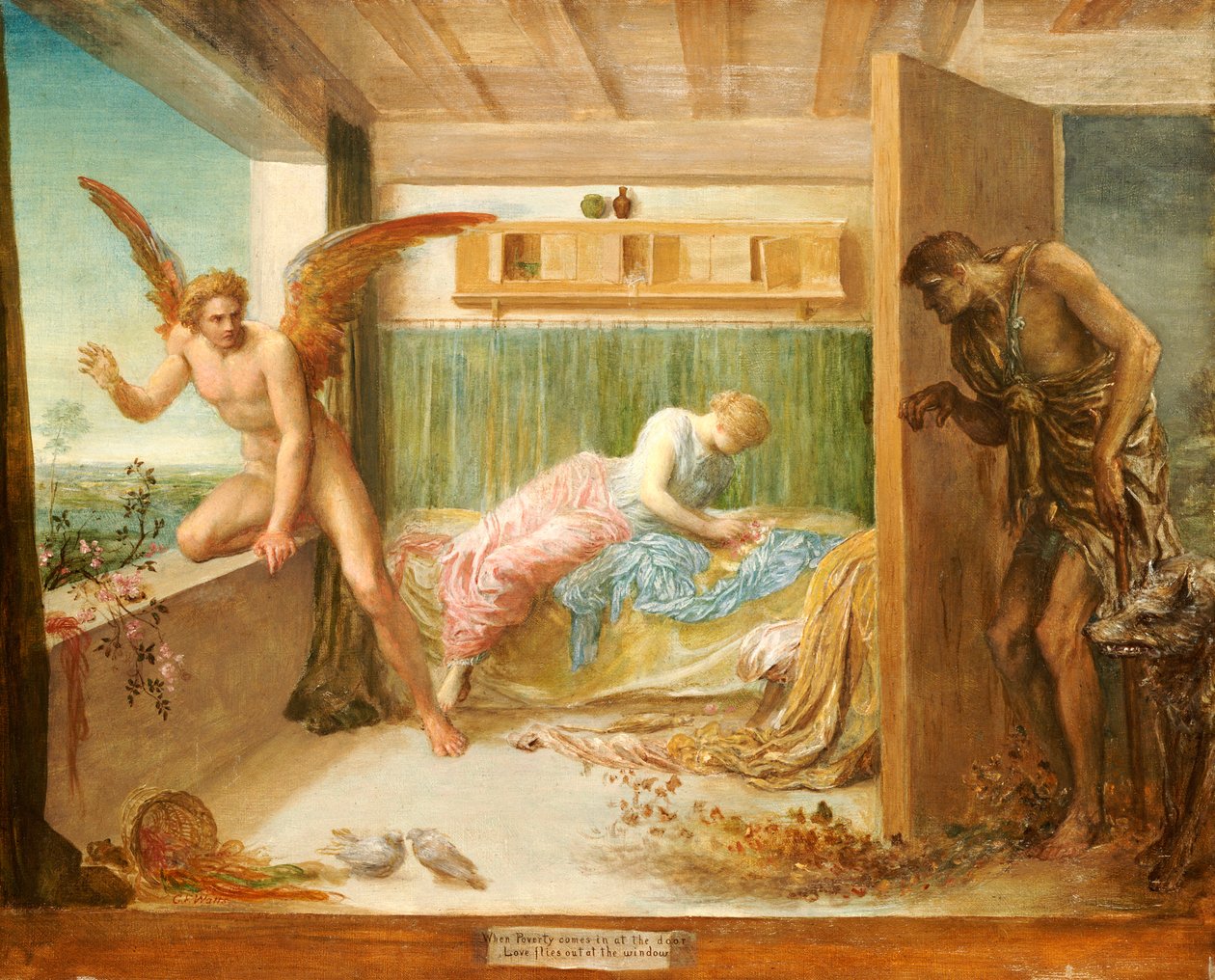 Když chudoba vstoupí do dveří, láska vyletí z okna, 1879 od George Frederick Watts