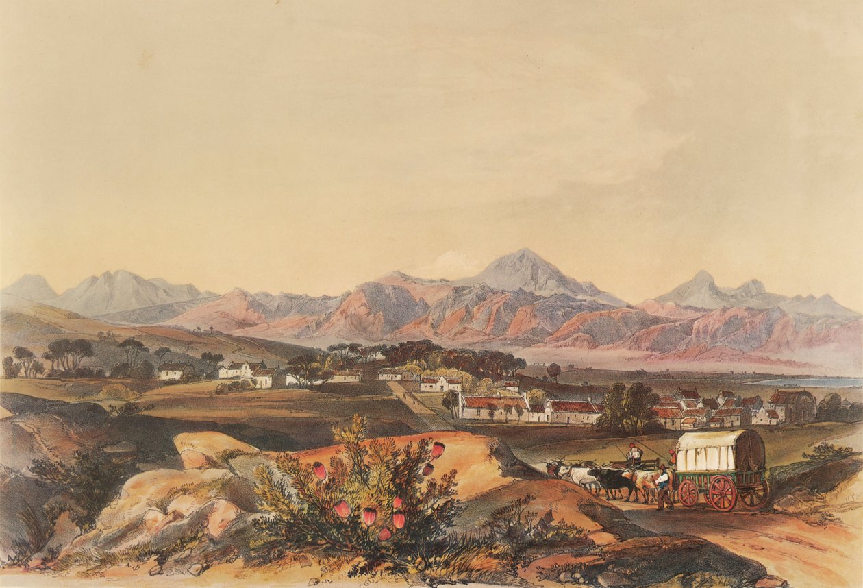 Somerset, zahrnující farmy Hottentot Holland a vesnici Somerset-West. od George French Angas