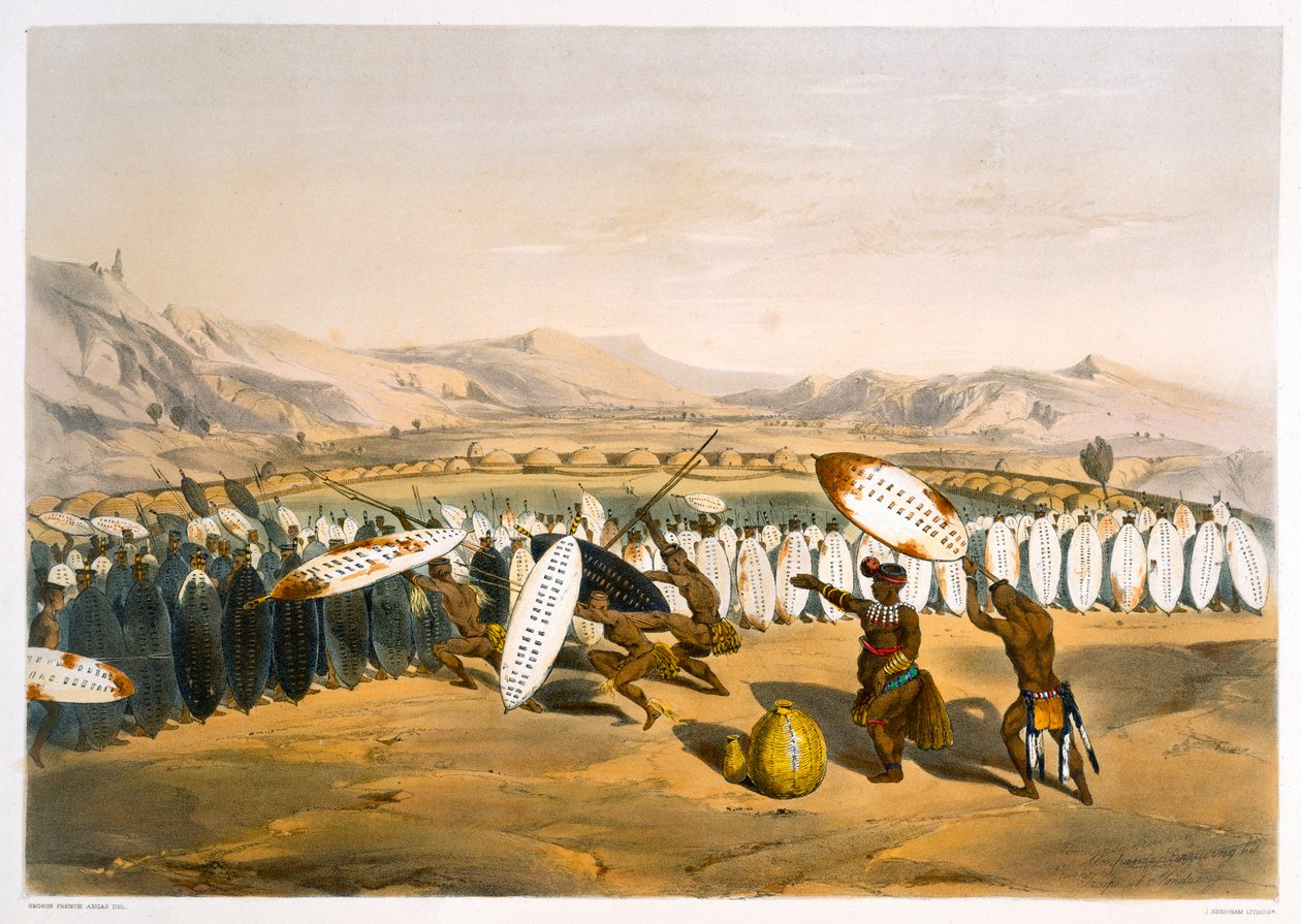 Umpanda Reviewing his Troops at Nonduengi, 1849 od George French Angas