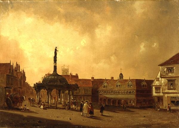 Pohled na Cornhill, Ipswich (olej na plátně) od George Frost