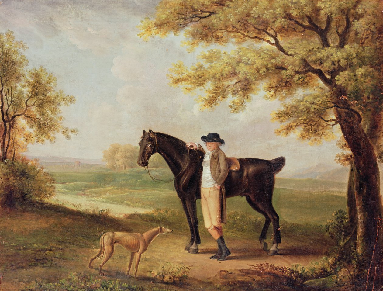 Kůň, jezdec a ohař od George Garrard