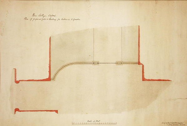 New College Oxford: Navrhované brány a zábradlí pro vstup do zahrady od George Gilbert Scott