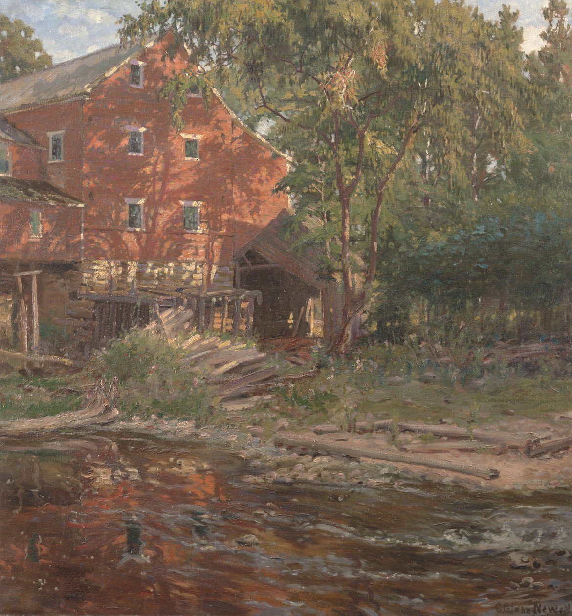 Červený mlýn, kolem roku 1916 (olej na plátně) od George Glenn Newell