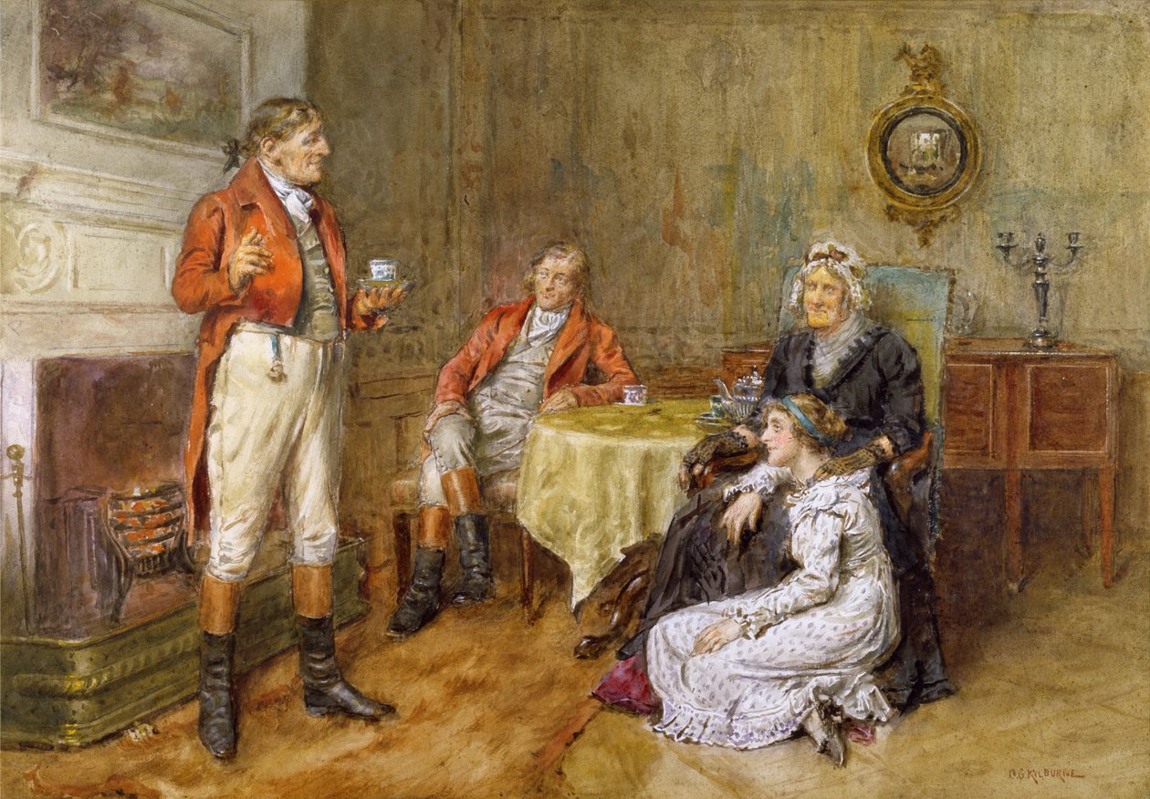 Lovec recitující příběh (wc) od George Goodwin Kilburne