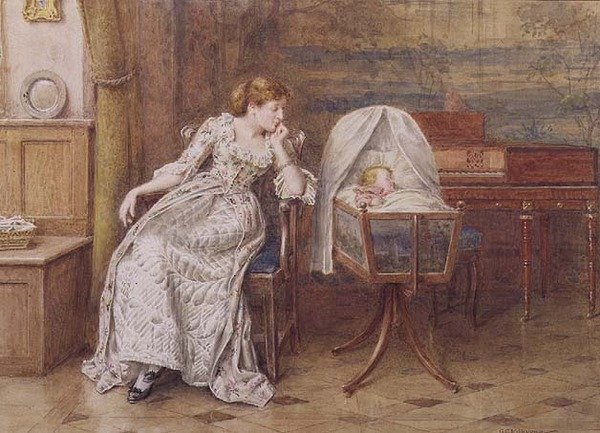 Mateřská láska (akvarel) od George Goodwin Kilburne
