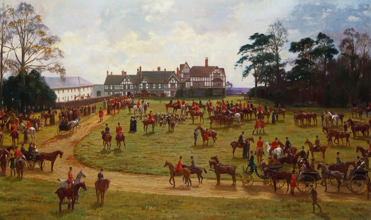 The Cheshire Hunt - setkání v Calveley Hall od George Goodwin Kilburne