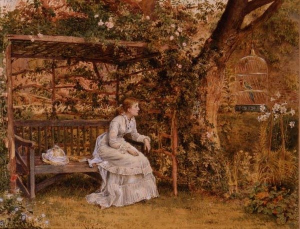 Dáma a její papoušek od George Goodwin Kilburne