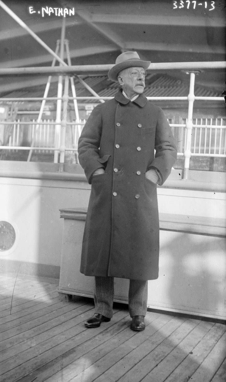 Ernesto Nathan, na zaoceánském parníku Amerika z Itálie do New Yorku, 1915 od George Grantham Bain