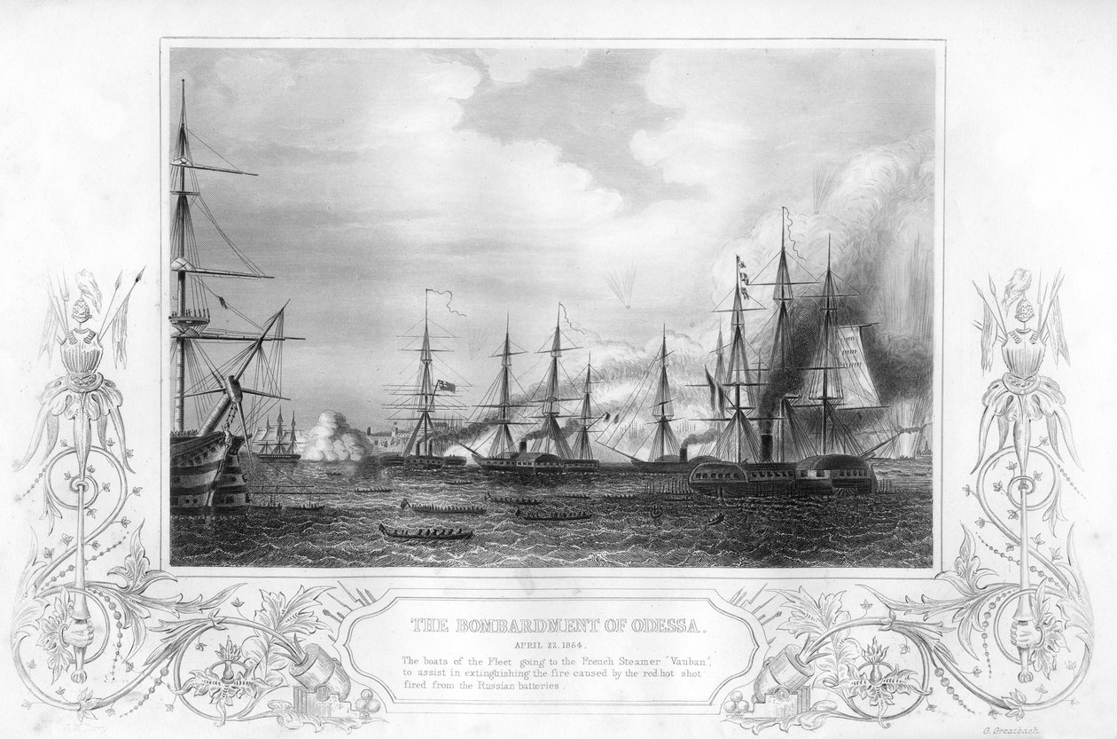 Bombardování Oděsy na Ukrajině během krymské války, 1854 1857. od George Greatbatch