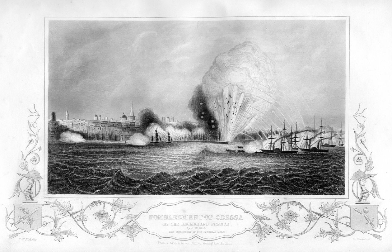Výbuch Imperial Mole během bombardování Oděsy, Ukrajina, 1854 1857. od George Greatbatch