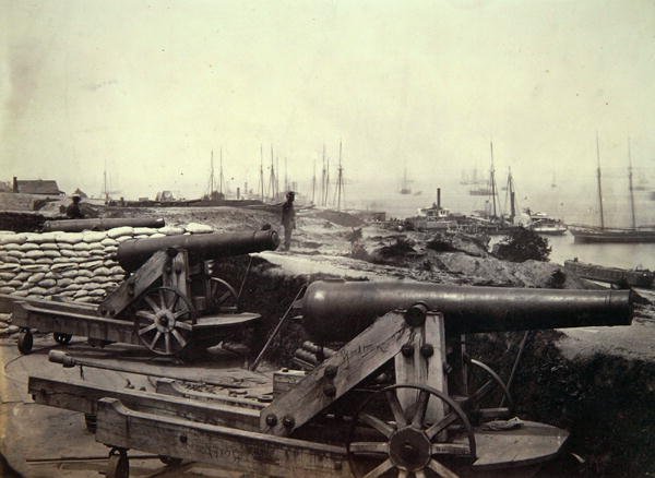 Rebelské opevnění a děla v Yorktownu od George H. Houghton
