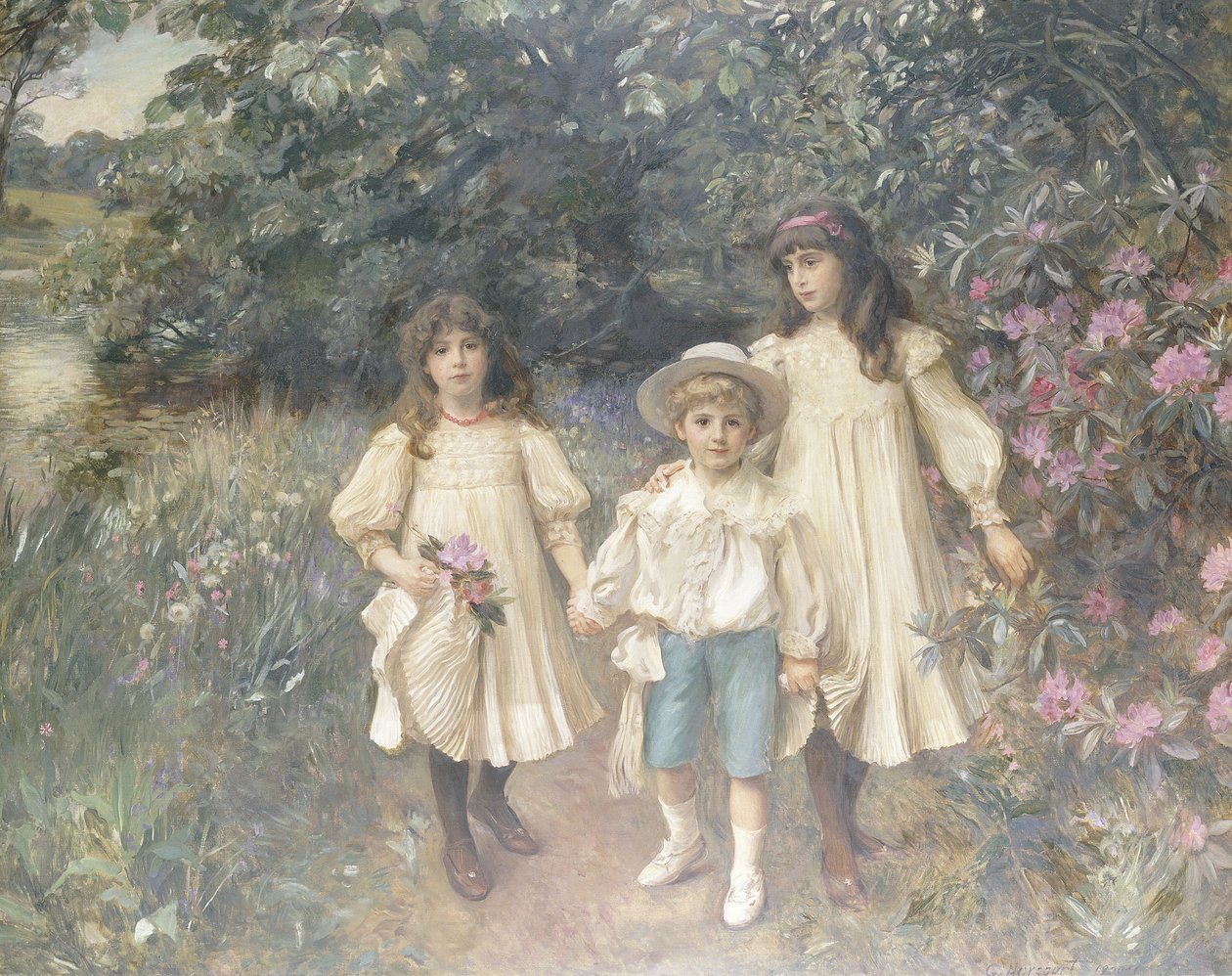 Meriel, Cynthia a George (Perkins) od George Harcourt