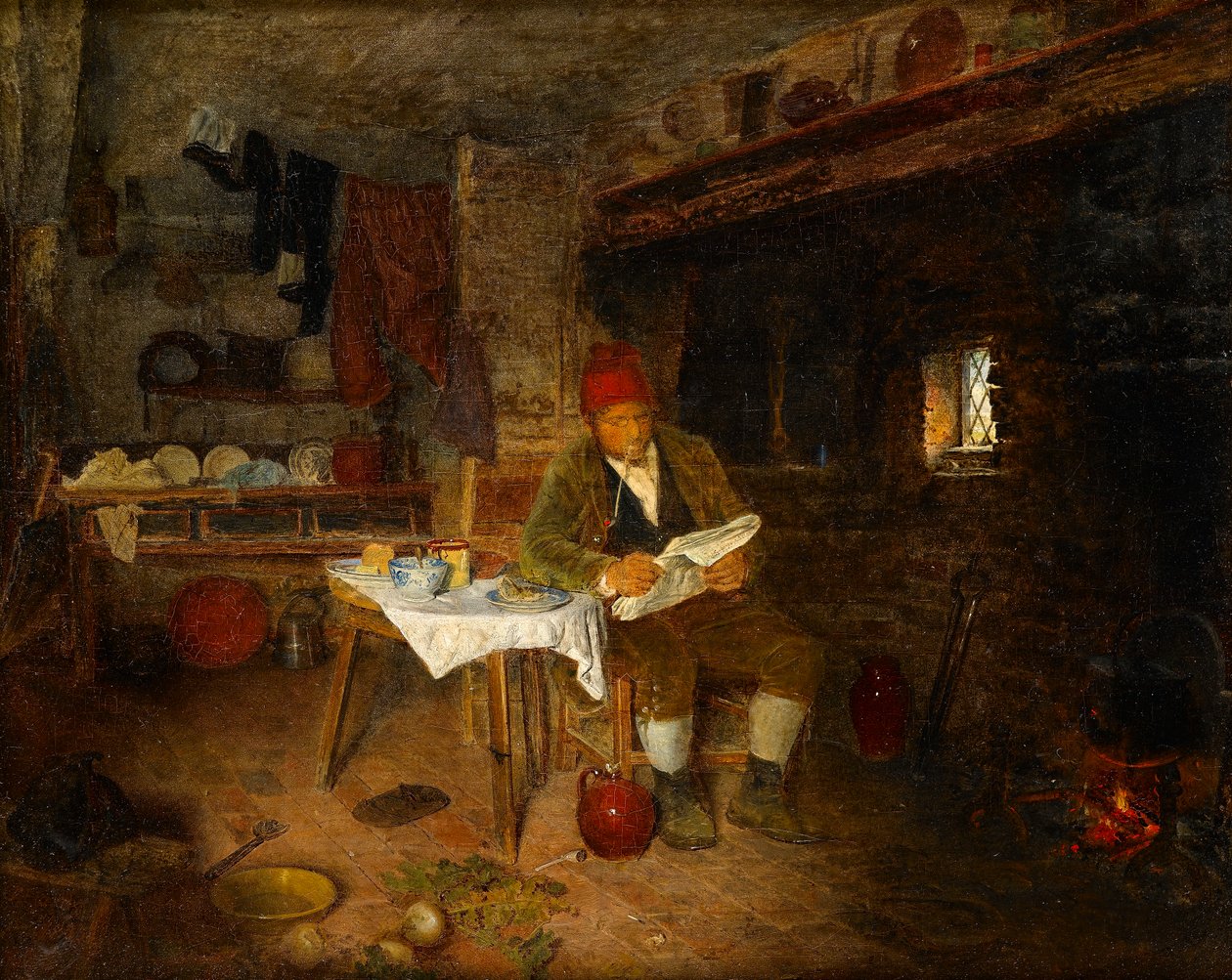 Rustikální domov: Čtení zpráv, 1855 od George Hardy