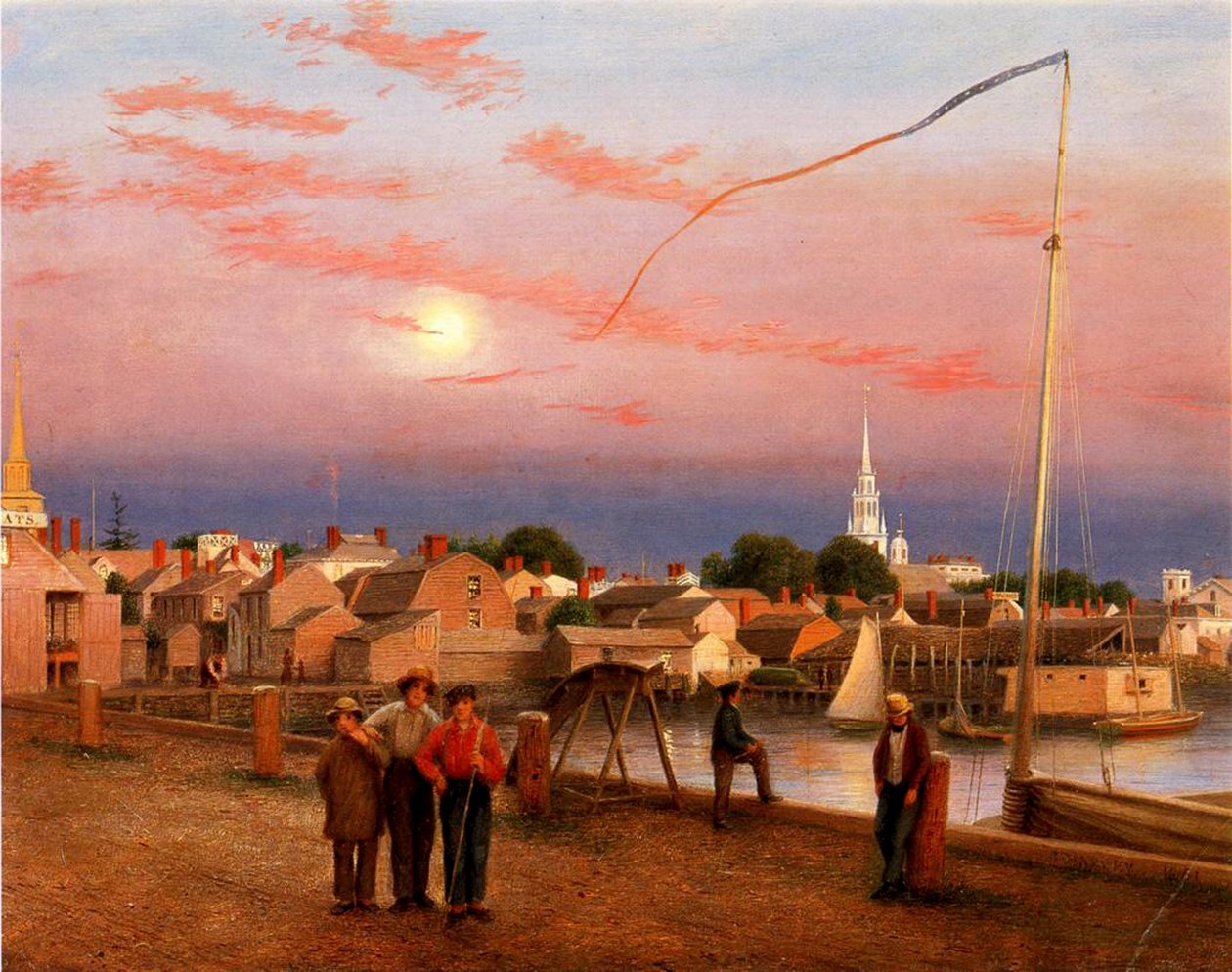 Newport, End of the Day, 1851 (olej na papíře na plátně) od George Harvey