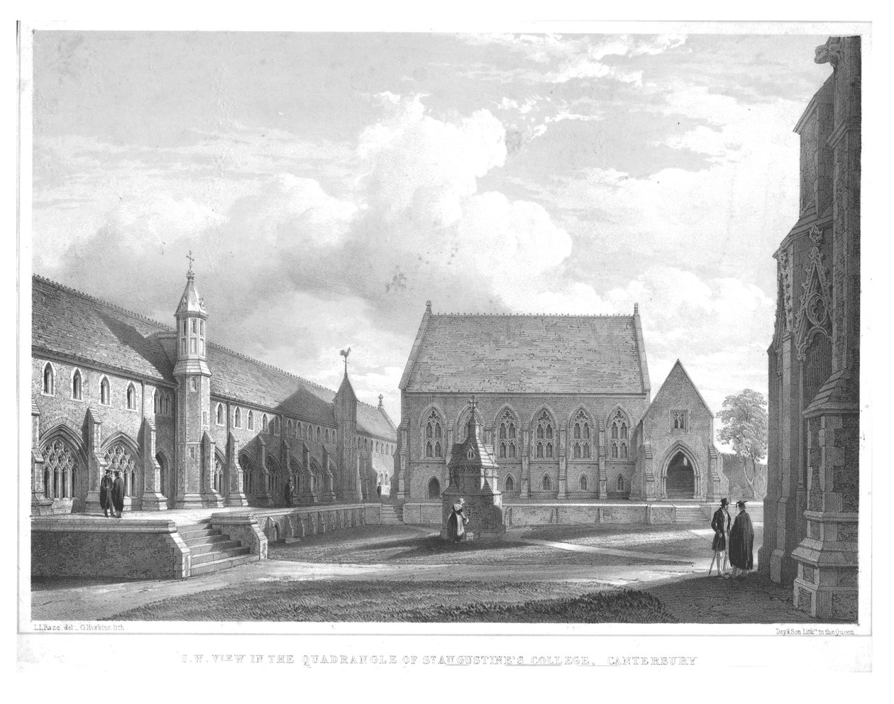 S.W. Pohled do čtyřúhelníku St. Augustines College, Canterbury, c1847. od George Hawkins