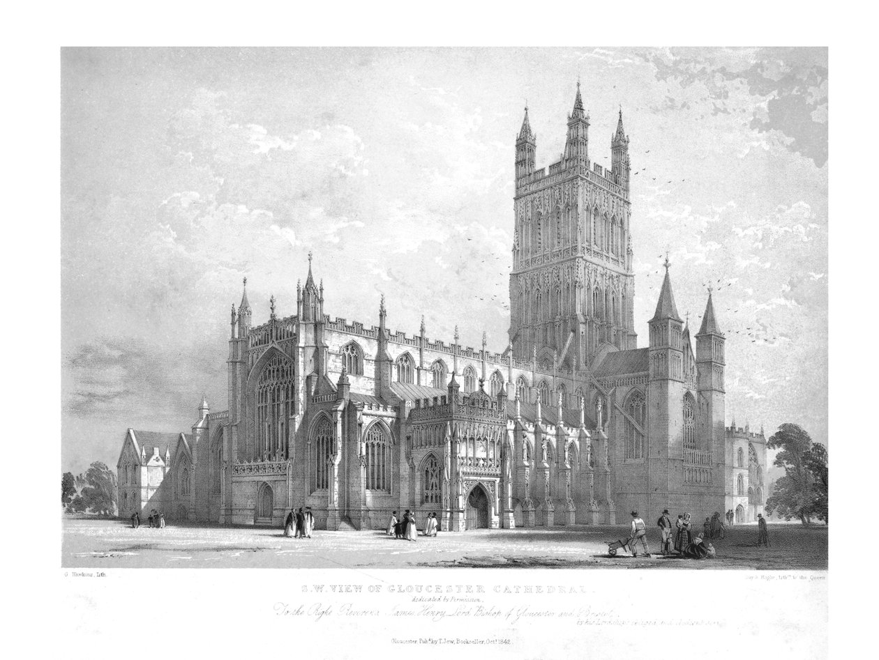 S.W. Pohled na katedrálu Gloucester, c1842. od George Hawkins