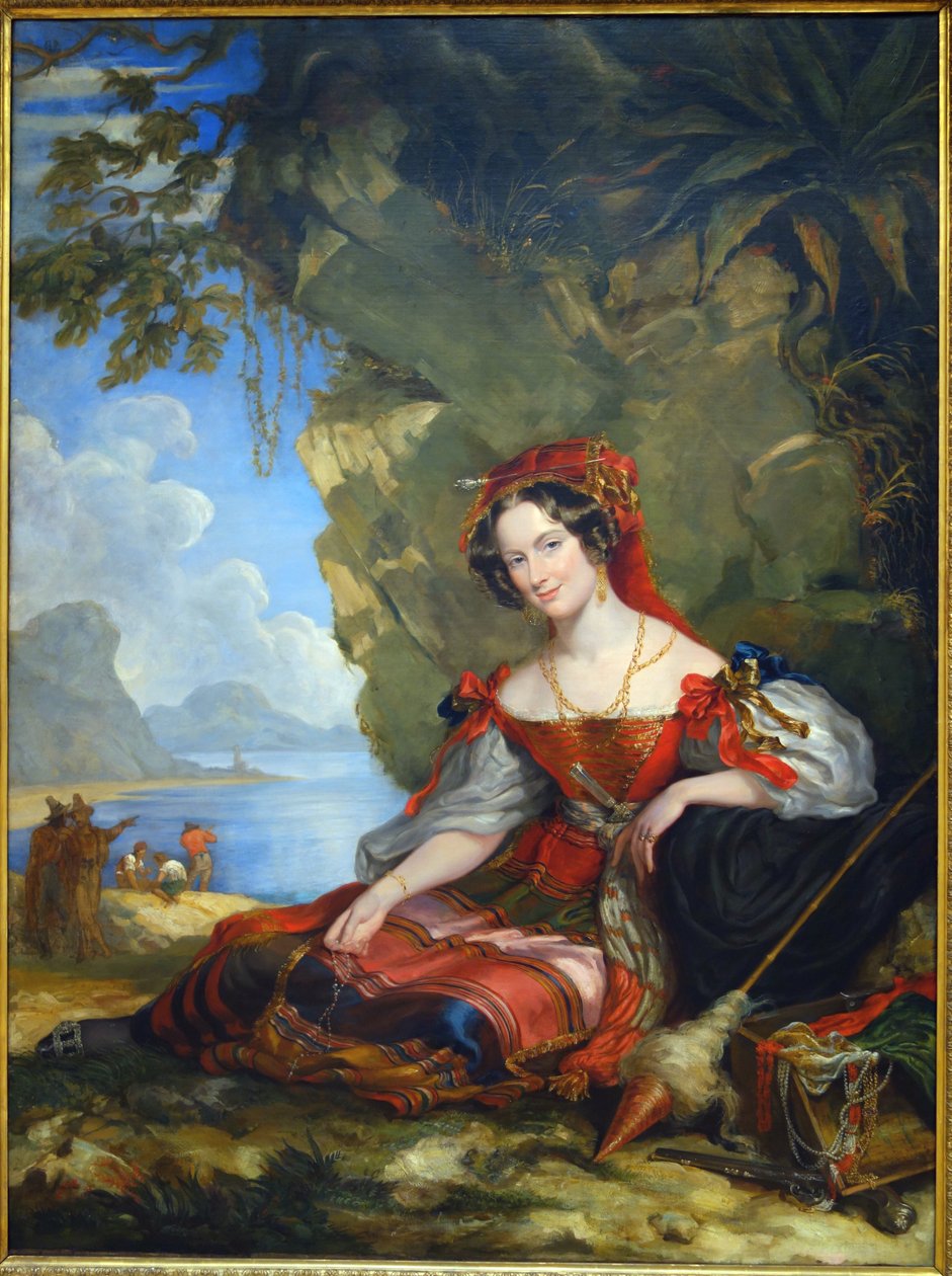 Portrét Lady Catherine Caroline Montagu (1808-1834), manželky hraběte Alexandre Joseph Colonna-Walewski, od Haytera, Sir George (1792-1871). Olej na plátně od George Hayter