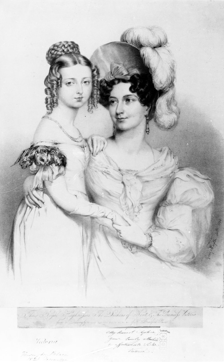 Královna Viktorie a její matka princezna Victoria, vévodkyně z Kentu a Strathearnu, vyryl Richard James Lane, 1834 od George Hayter